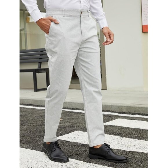 🆕 Men Blue Fashion Stretch Dress Slim Fit Plaid Business Suit Pants Casual Golf - Picture 4 of 6